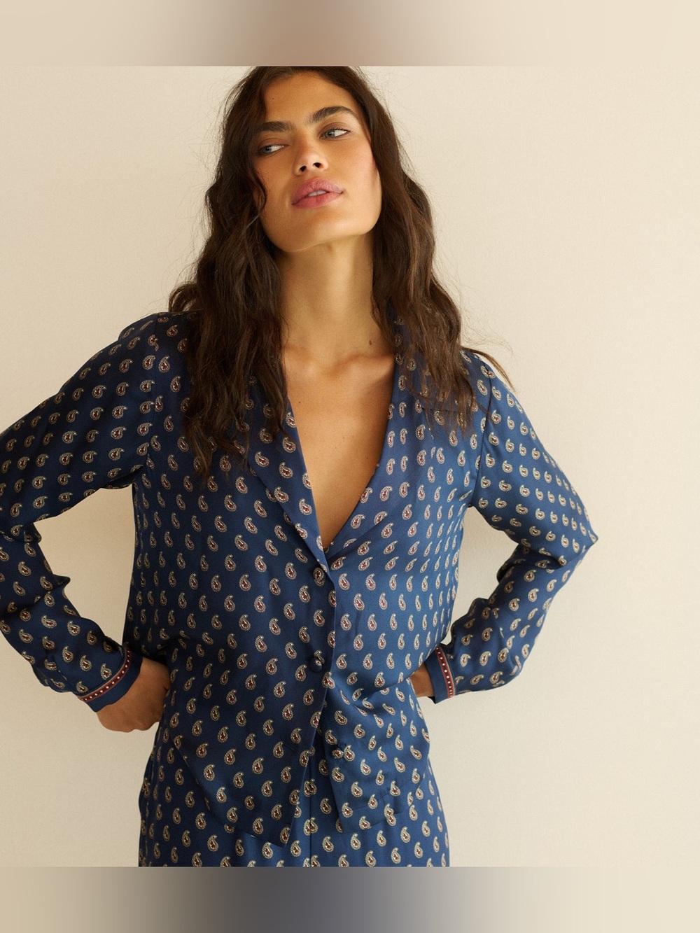 Doen Elene Top Blouse IN BLEU TAORMINA PAISLEY - size XS